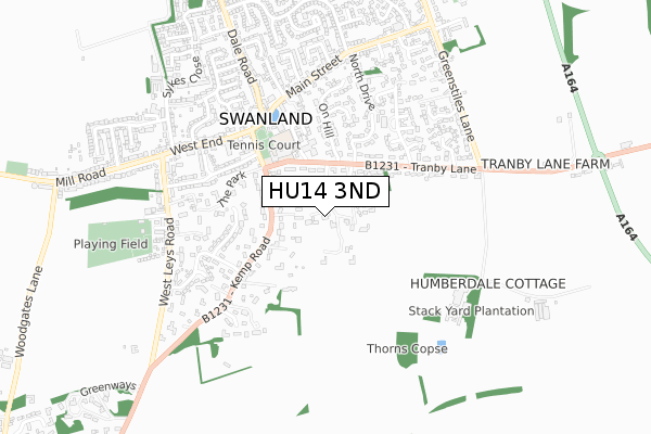 HU14 3ND map - small scale - OS Open Zoomstack (Ordnance Survey)