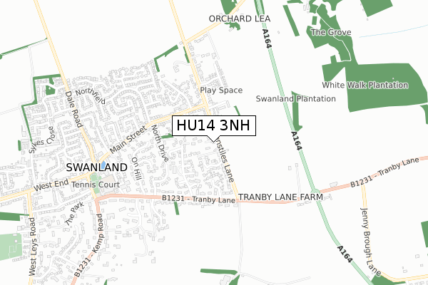 HU14 3NH map - small scale - OS Open Zoomstack (Ordnance Survey)