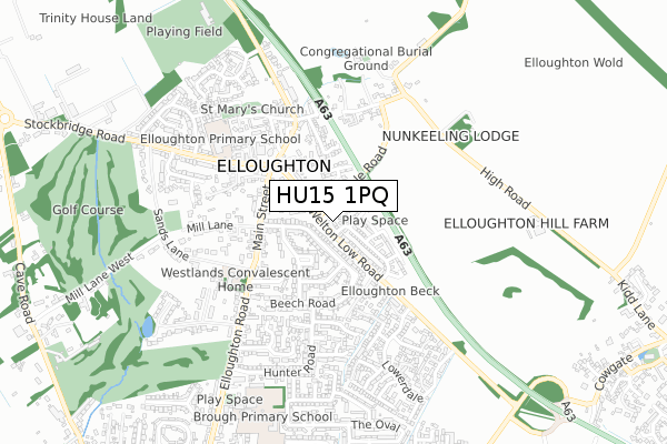 HU15 1PQ map - small scale - OS Open Zoomstack (Ordnance Survey)