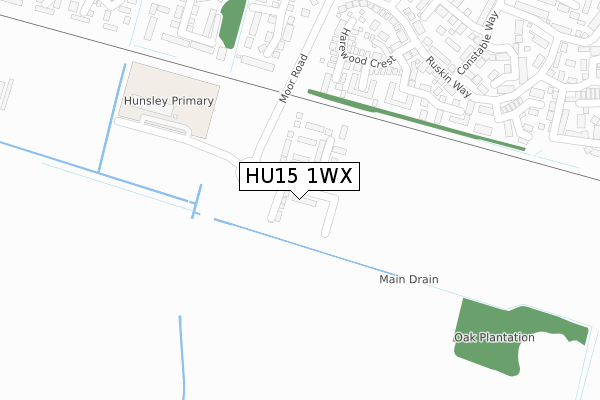 HU15 1WX map - large scale - OS Open Zoomstack (Ordnance Survey)