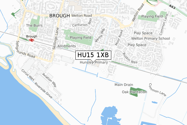 HU15 1XB map - small scale - OS Open Zoomstack (Ordnance Survey)