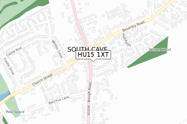 HU15 1XT map - large scale - OS Open Zoomstack (Ordnance Survey)