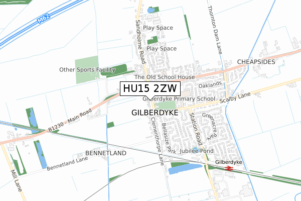 HU15 2ZW map - small scale - OS Open Zoomstack (Ordnance Survey)