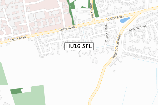 HU16 5FL map - large scale - OS Open Zoomstack (Ordnance Survey)