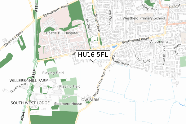 HU16 5FL map - small scale - OS Open Zoomstack (Ordnance Survey)