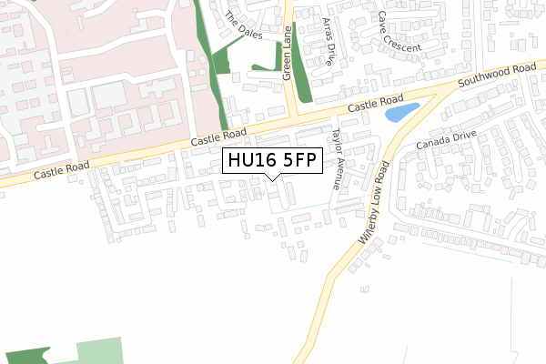 HU16 5FP map - large scale - OS Open Zoomstack (Ordnance Survey)