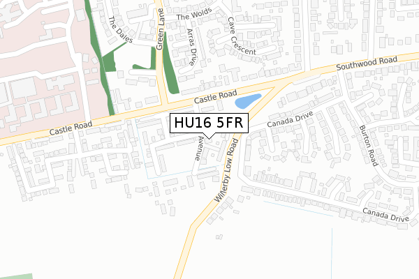 HU16 5FR map - large scale - OS Open Zoomstack (Ordnance Survey)