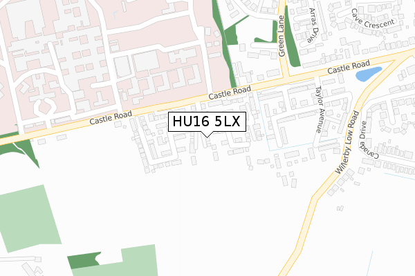 HU16 5LX map - large scale - OS Open Zoomstack (Ordnance Survey)