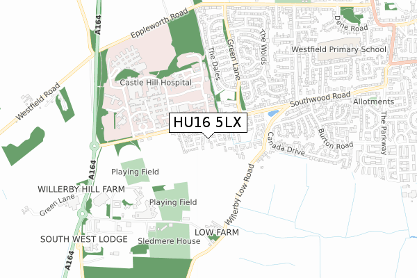 HU16 5LX map - small scale - OS Open Zoomstack (Ordnance Survey)