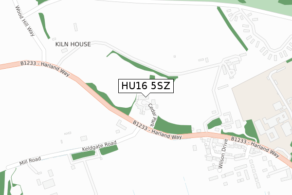 HU16 5SZ map - large scale - OS Open Zoomstack (Ordnance Survey)