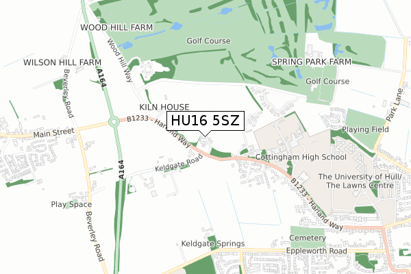 HU16 5SZ map - small scale - OS Open Zoomstack (Ordnance Survey)