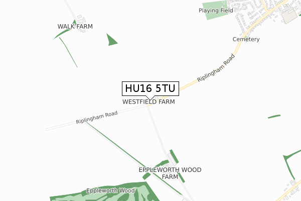 HU16 5TU map - small scale - OS Open Zoomstack (Ordnance Survey)