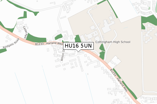 HU16 5UN map - large scale - OS Open Zoomstack (Ordnance Survey)