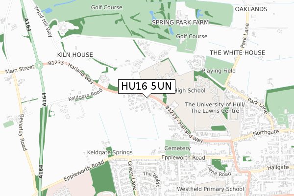 HU16 5UN map - small scale - OS Open Zoomstack (Ordnance Survey)