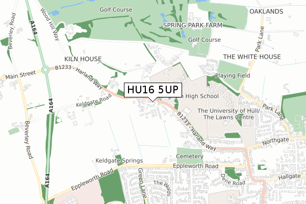 HU16 5UP map - small scale - OS Open Zoomstack (Ordnance Survey)