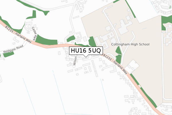 HU16 5UQ map - large scale - OS Open Zoomstack (Ordnance Survey)