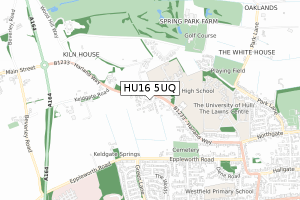 HU16 5UQ map - small scale - OS Open Zoomstack (Ordnance Survey)