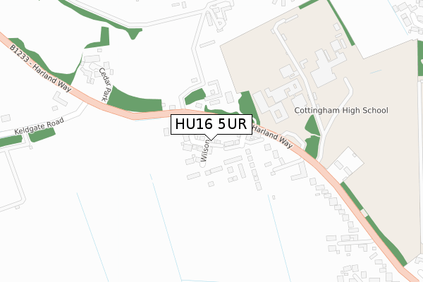 HU16 5UR map - large scale - OS Open Zoomstack (Ordnance Survey)