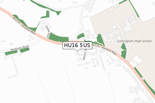 HU16 5US map - large scale - OS Open Zoomstack (Ordnance Survey)