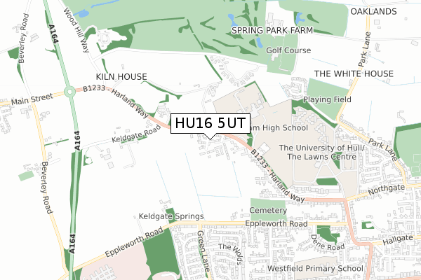 HU16 5UT map - small scale - OS Open Zoomstack (Ordnance Survey)