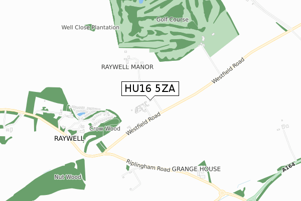 HU16 5ZA map - small scale - OS Open Zoomstack (Ordnance Survey)