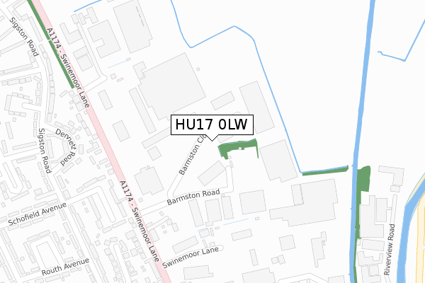 HU17 0LW map - large scale - OS Open Zoomstack (Ordnance Survey)