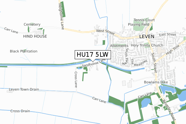 HU17 5LW map - small scale - OS Open Zoomstack (Ordnance Survey)