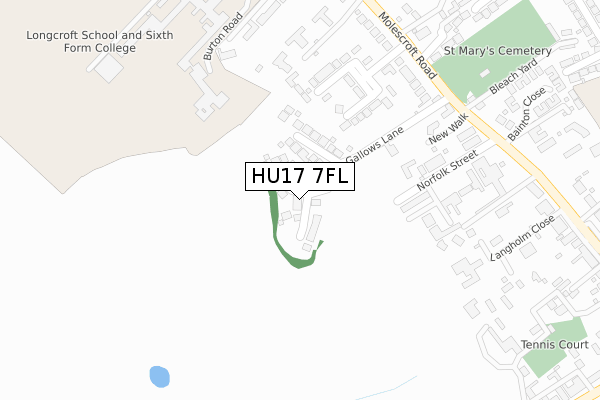 HU17 7FL map - large scale - OS Open Zoomstack (Ordnance Survey)