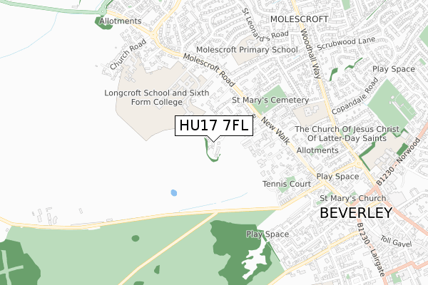 HU17 7FL map - small scale - OS Open Zoomstack (Ordnance Survey)