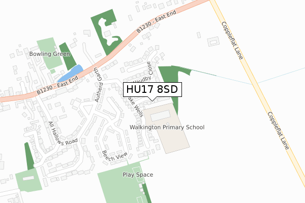 HU17 8SD map - large scale - OS Open Zoomstack (Ordnance Survey)