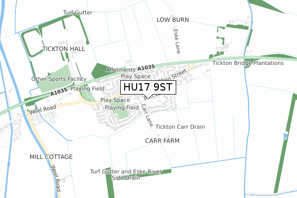 HU17 9ST map - small scale - OS Open Zoomstack (Ordnance Survey)