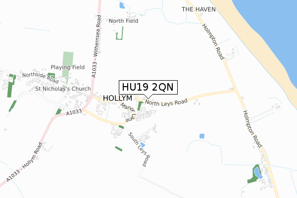 HU19 2QN map - small scale - OS Open Zoomstack (Ordnance Survey)