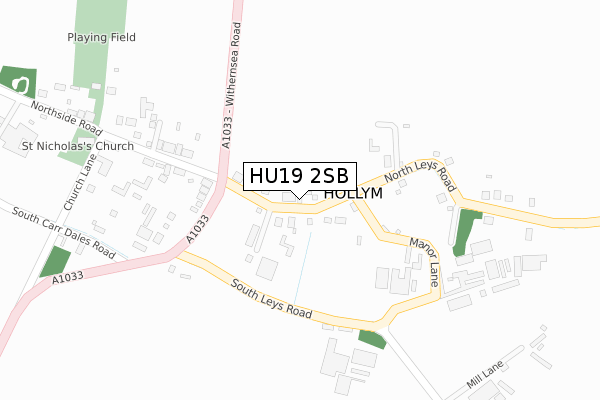 HU19 2SB map - large scale - OS Open Zoomstack (Ordnance Survey)