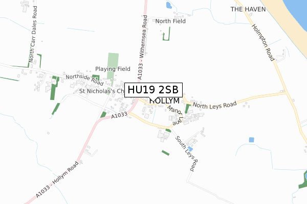 HU19 2SB map - small scale - OS Open Zoomstack (Ordnance Survey)