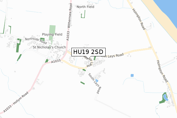 HU19 2SD map - small scale - OS Open Zoomstack (Ordnance Survey)