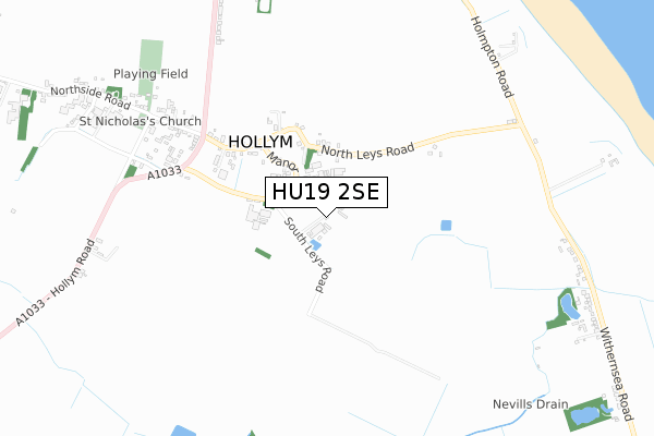 HU19 2SE map - small scale - OS Open Zoomstack (Ordnance Survey)