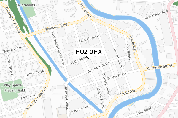 HU2 0HX map - large scale - OS Open Zoomstack (Ordnance Survey)