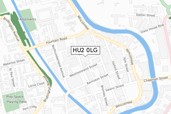 HU2 0LG map - large scale - OS Open Zoomstack (Ordnance Survey)