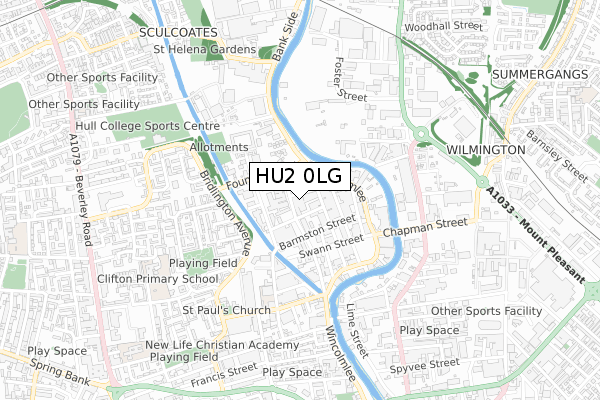 HU2 0LG map - small scale - OS Open Zoomstack (Ordnance Survey)