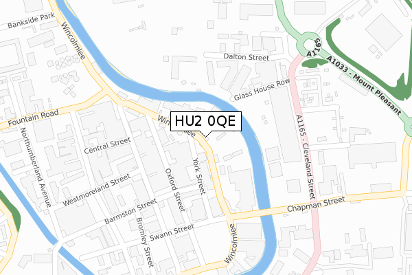 HU2 0QE map - large scale - OS Open Zoomstack (Ordnance Survey)