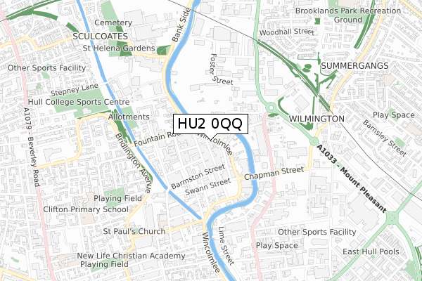 HU2 0QQ map - small scale - OS Open Zoomstack (Ordnance Survey)