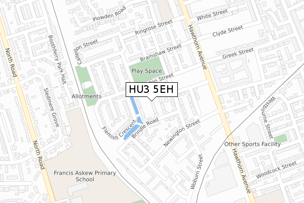 HU3 5EH map - large scale - OS Open Zoomstack (Ordnance Survey)