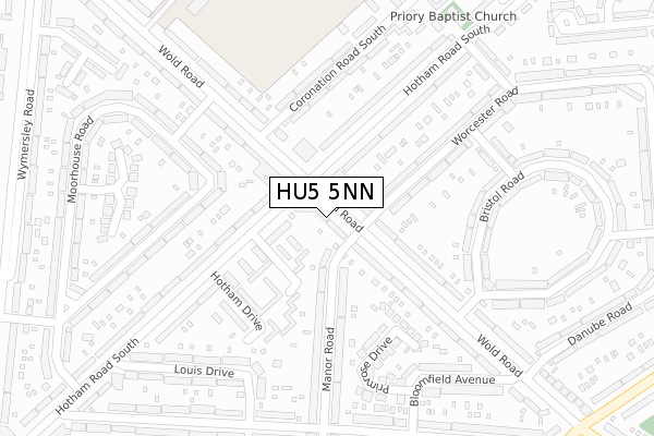 HU5 5NN map - large scale - OS Open Zoomstack (Ordnance Survey)