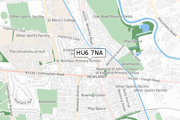 HU6 7NA map - small scale - OS Open Zoomstack (Ordnance Survey)