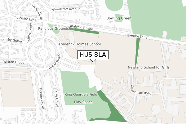 HU6 8LA map - large scale - OS Open Zoomstack (Ordnance Survey)