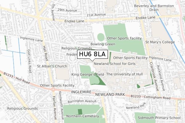 HU6 8LA map - small scale - OS Open Zoomstack (Ordnance Survey)