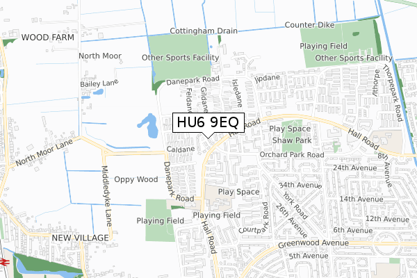 HU6 9EQ map - small scale - OS Open Zoomstack (Ordnance Survey)