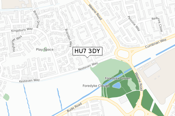 HU7 3DY map - large scale - OS Open Zoomstack (Ordnance Survey)