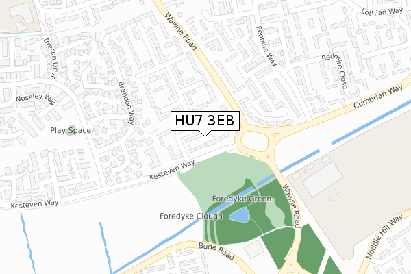 HU7 3EB map - large scale - OS Open Zoomstack (Ordnance Survey)