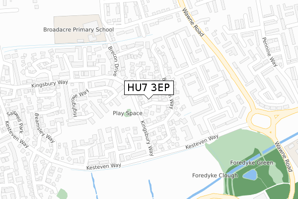 HU7 3EP map - large scale - OS Open Zoomstack (Ordnance Survey)